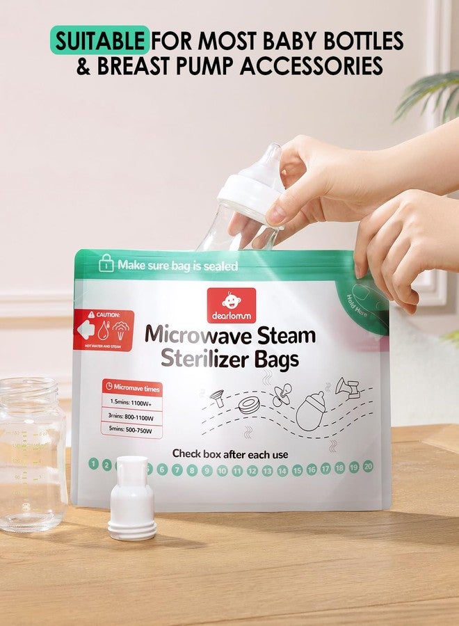dearlomum Microwave Steam Sterilizer Bag for Baby Bottles 8 Count (20 Uses Per Bag), Reusable Travel Sterilization Pouches, Disinfection Container for Baby Pacifiers and Breast Pump Accessories - Image 2